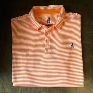 Very nice Johnnie-O orange and white striped polo